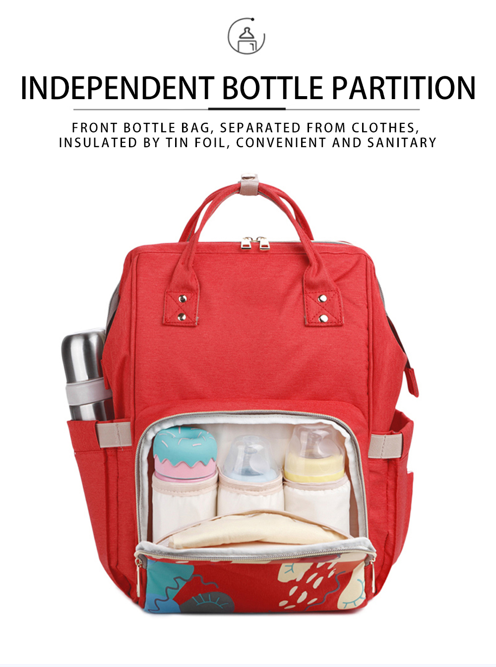 Water Resistant Red 17L Changing Bag Backpack Large Capacity 0.55kg