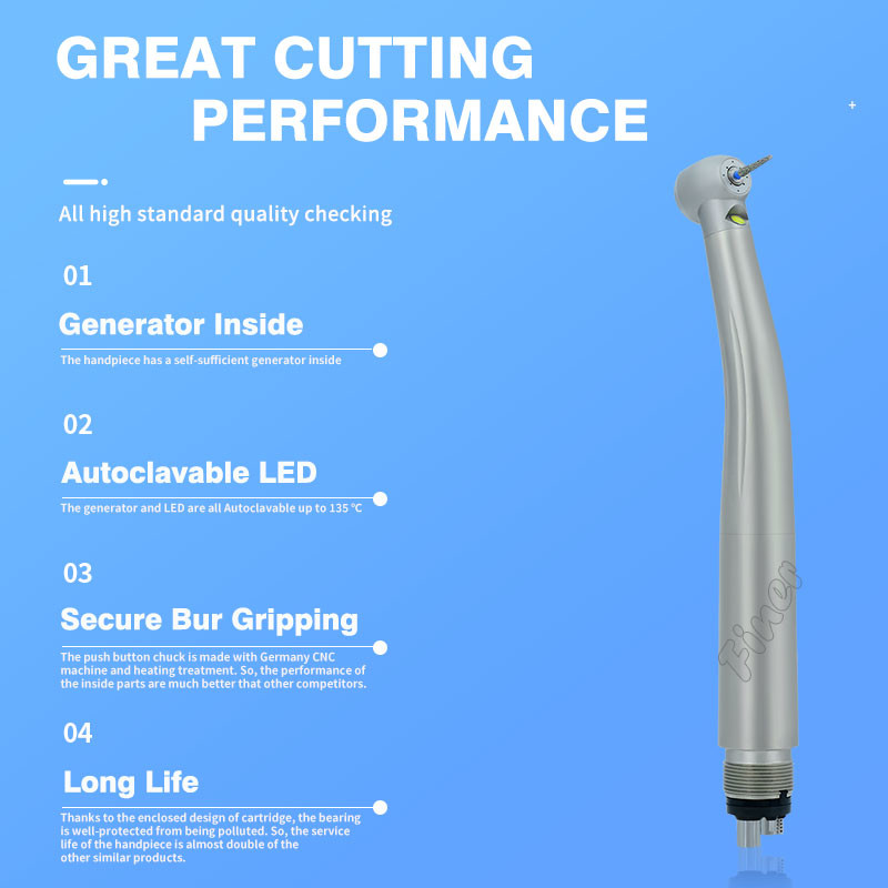 Dentistry Equipment High Speed Turbine Dental Fast Handpiece With Generator Led Light