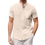 Slim Fit Men Cotton T Shirts Standing Collar Cotton Linen Shirt