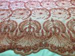 Crystal Flower Embroidery Beaded Bridal Lace Fabric For Wedding Dresses 125cm