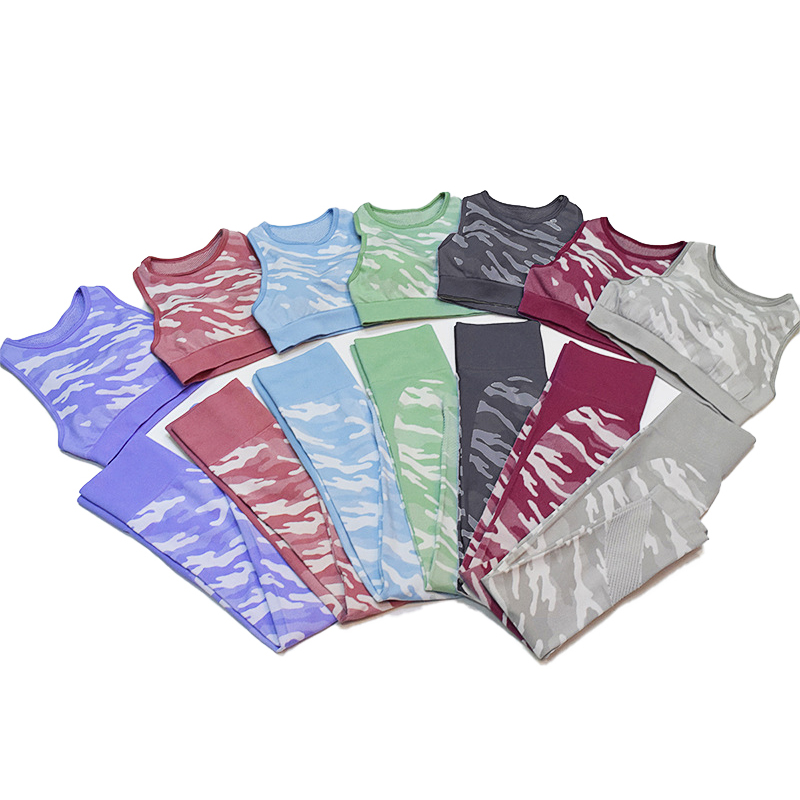 Custom Ripple Yoga Wear Woman's Sleeveless Knitted Vest And Pants
