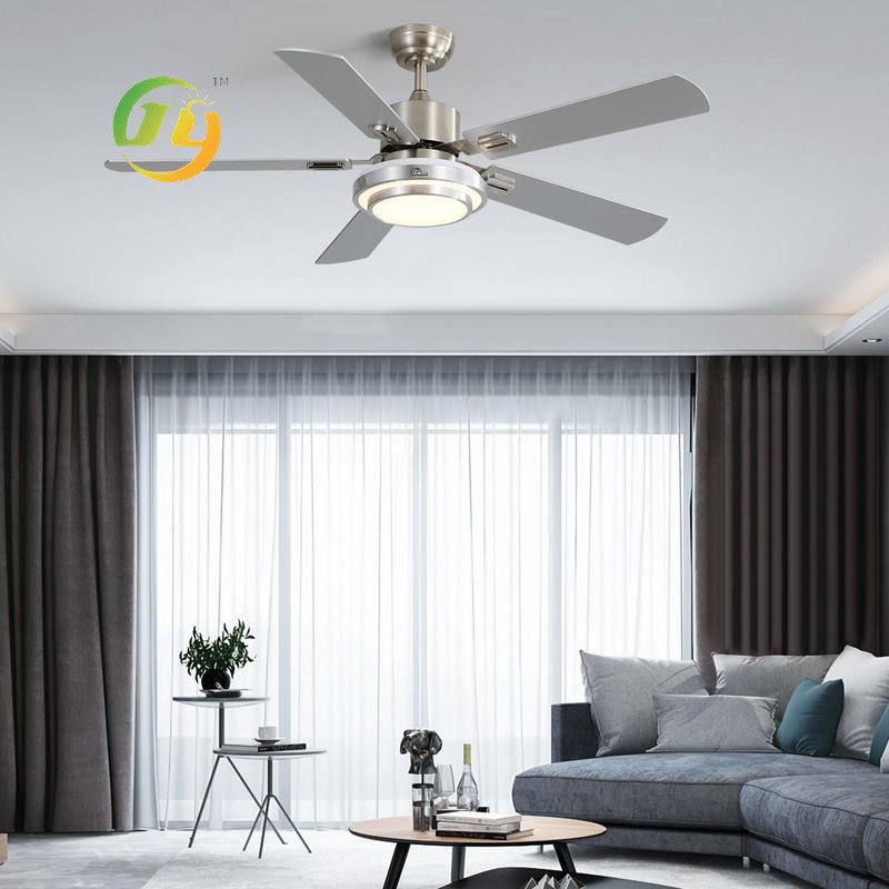 SENKAI Simple Stainless Steel Fan Leaf Living / Dining Room Bedroom Fan Light Intelligent Remote Control