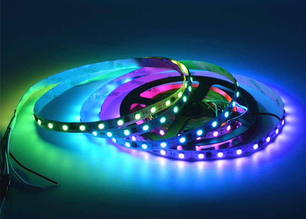 White PCB Magic RGB LED Strip Non Waterproof 12V DC 60 Leds Dream Color Changing