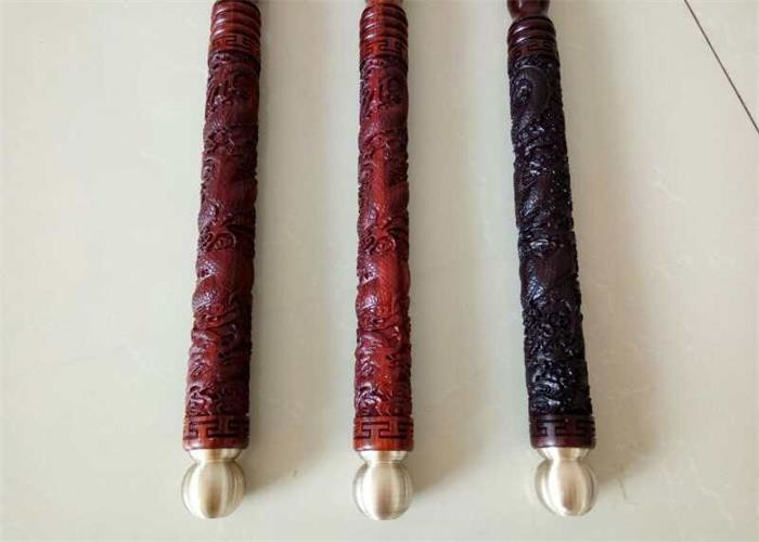 High - Level Carving Handicraft Horse Tail Fly Whisk Natural Ebony Wooden Handle