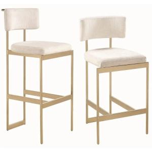 China Modern brushed brass gold stainless steel frame bar stool high counter bar chair on sale