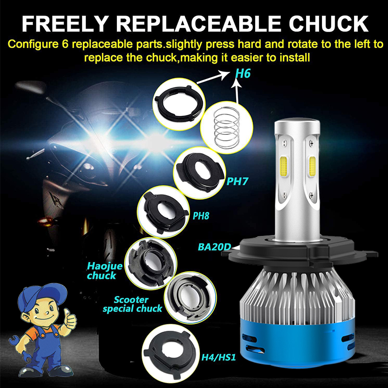 COB Bead Motorcycle Headlights With Die Cast Aluminum Parts And Fan Cooling