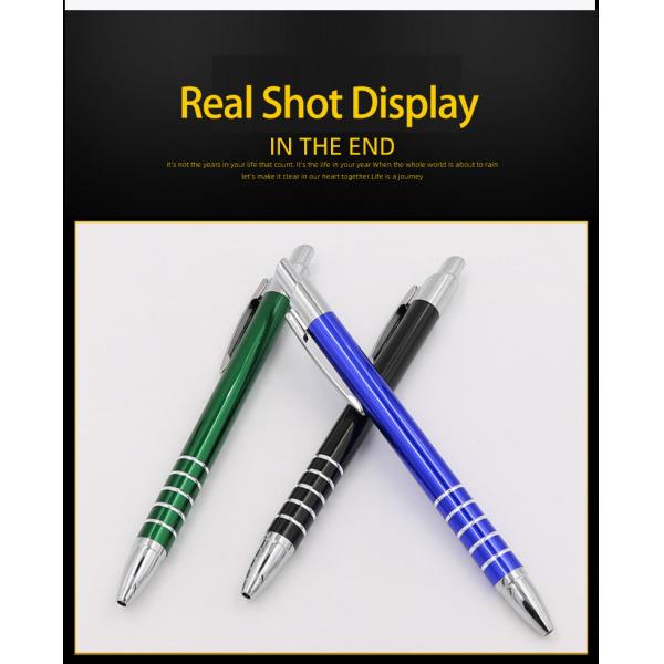 Office School Metal Barrel Ballpoint Pen 1.0mm Classic Aluminum Retractable Ball Pen