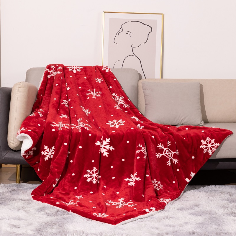 Rectangular Double Layer Double Sided Blanket For Christmas Customized Merry Christmas
