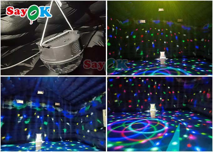 Commercial Oxford Black Inflatable Cube Party Tent Nightclub With Air Blower