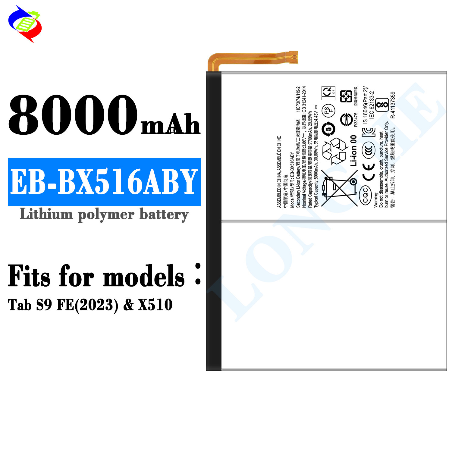8000mAh Tablet Battery EB-BX516ABY For Tab s9 FE2023 X510 100% Health Phone Battery