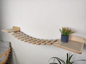 Wholesale Pine Wood Cat Bridge Shelf On Wall DIY Modern Pet Furniture from china suppliers