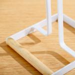 Countertop Metal And Bamboo Paper Towel Holder Kitchen Paper Roll Rack