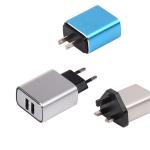 Black / red / silver gray / aluminum alloy 2-port travel charger,DC100-240V,