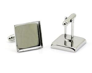 Wholesale Rectangle shape brass cufflink with nickle color from china suppliers
