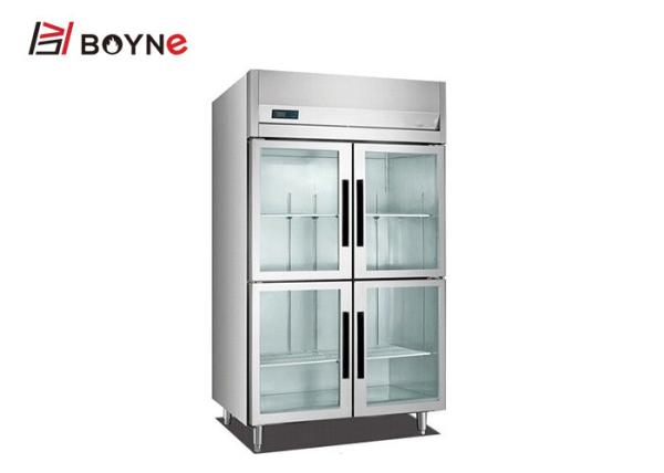 Upright Industrial Catering Fridge Stainless Steel Kitchen Display Four Glass