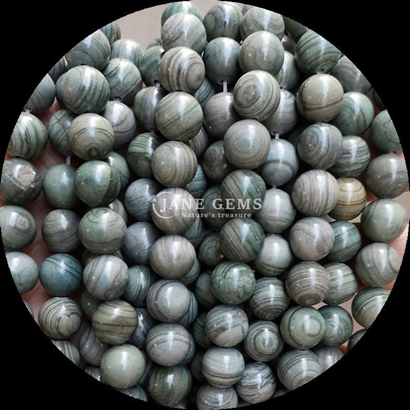 Round Shape Gemstone Beads Wood Pattern Loose Bead Strands for Bracelet Handmade Decorations