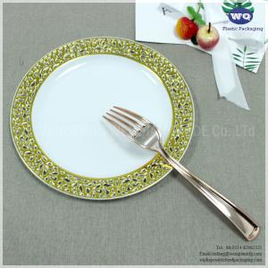 Wholesale 7.5'' Hot Selling Plastic Plate With Gold Rim, Factory Wholesale Bulk Wedding Elegant Gold Disposable Dinnerware Sets from china suppliers