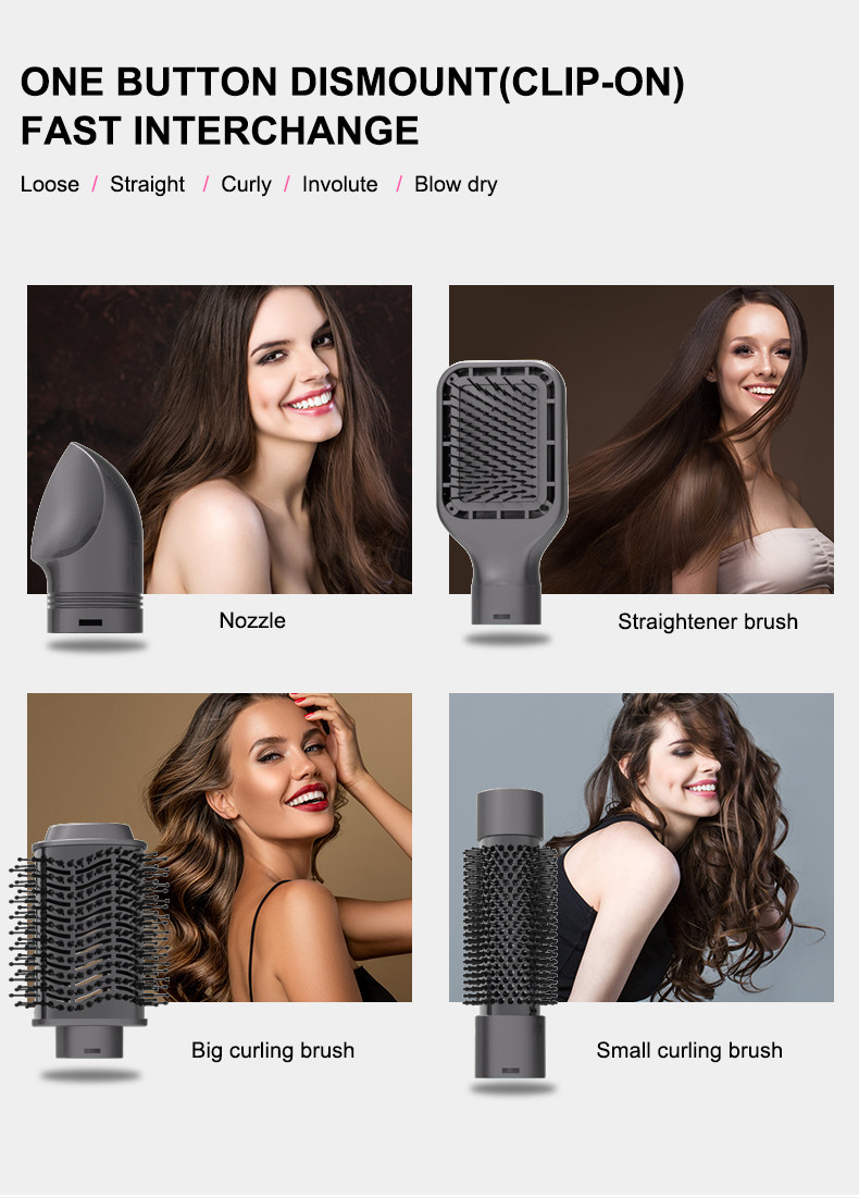 ABS Plastic Electric Hair Brush Dryer , 2M Cord 4 In One Hair Styler