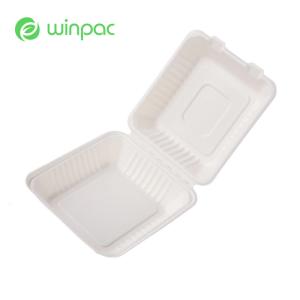Wholesale Custom Logo Sugarcane Bagasse Clamshell 9 Inches Hamburger Takeaway Salad Bowls from china suppliers