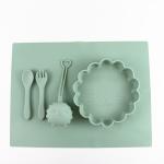 Food Grade Silicone Tableware Set , Silicone Suction Divided Plate Waterproof