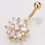 Newest flower shaped navel ring zircon belly button ring piercing jewelry