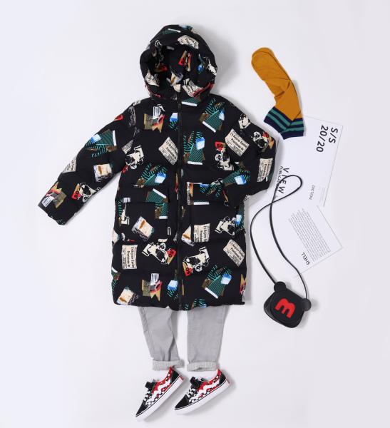 Winter Kids Qualitiy Autumn Fashion White Duck Feather Parka Girls Stock Print