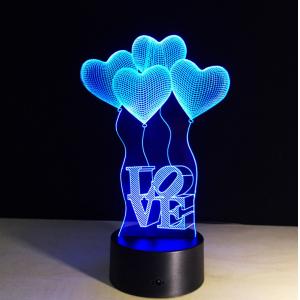 Buy cheap Heart Shape 7 Colors Change 3D LED Night Light with Remote Control Ideal For from wholesalers