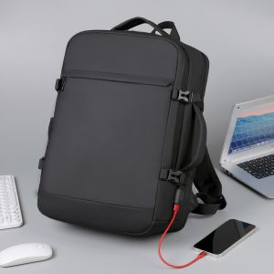 Wholesale College Business Black Anti-Theft Waterproof Lightweight Laptop Backpack with Customizable Logo and USB Solar Panel from china suppliers