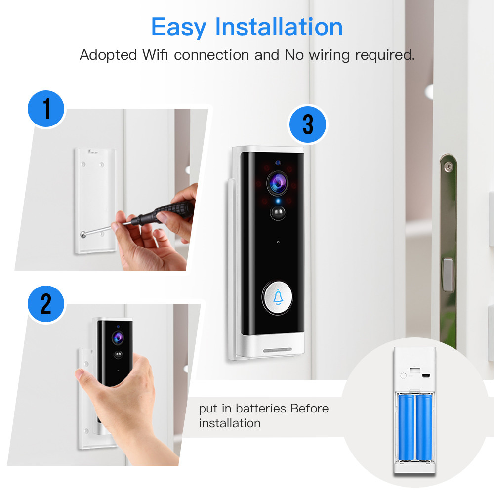 HD 1080P Waterproof WIFI Video Doorbells Motion Detection With Chime