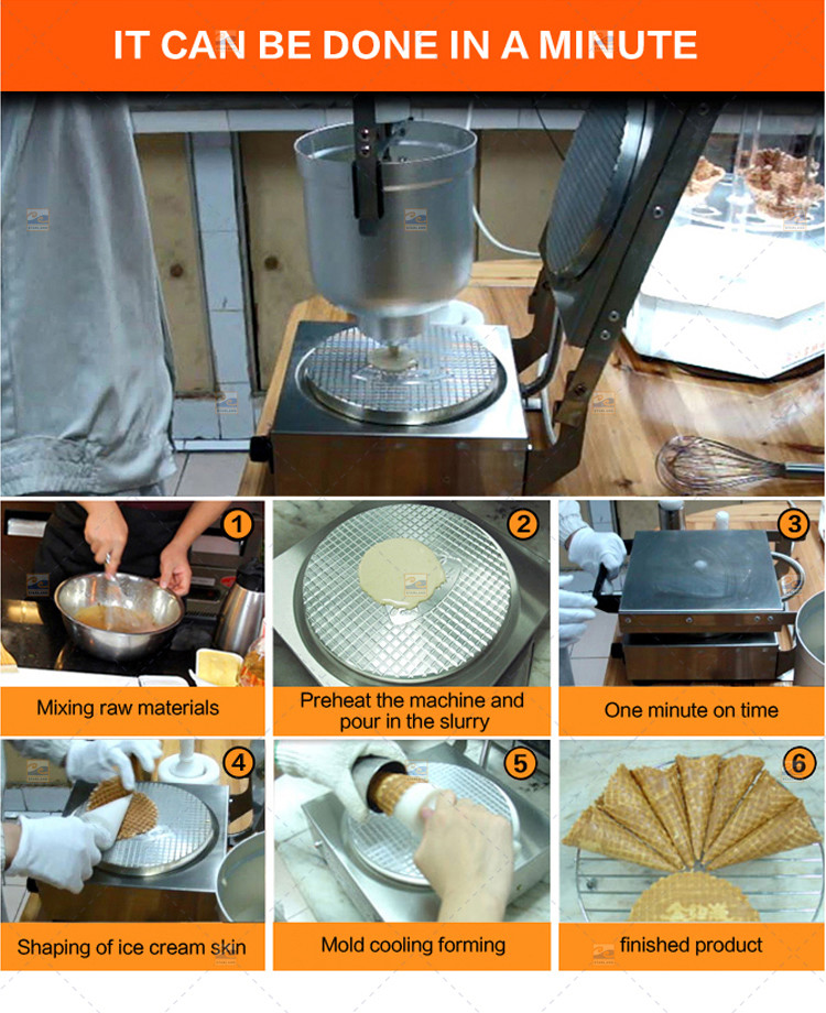 Small Home Electric Grill Ice Cream Cone Baker Semi Automatic