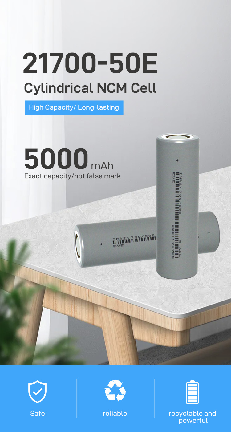EVE 50E 5000mah 21700 Rechargeable Battery 3.6V High Voltage Battery