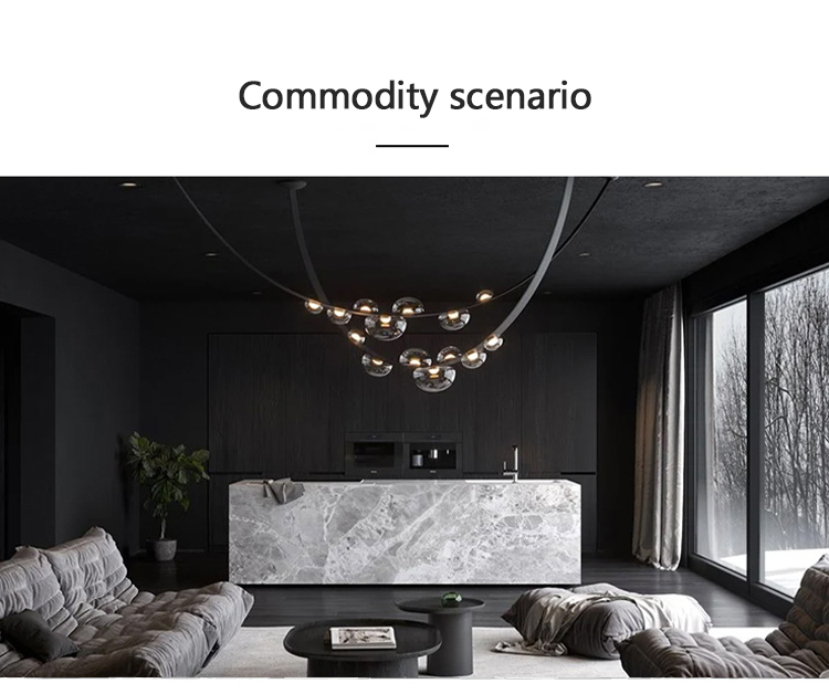Modern Black Leather Chandelier for Living Room Hall Villa Home Long Chandelier(WH-MI-401)