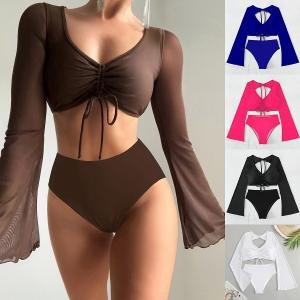 Wholesale Ladies' Sexy Two-Piece Swimwear High Elastic Blackless Fashion Europe Abrasion-Resistant Asia Black Hollow Out from china suppliers