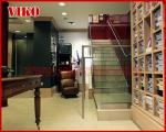 Double Steel Plate Staircase VK55S Tread beech ,Railing tempered glass, Handrail