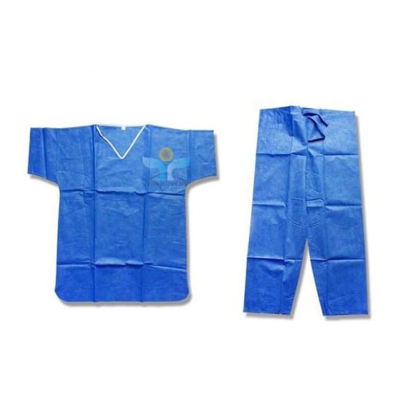 SMS V Shape Disposable Patient Scrub Suit 35gsm Biodegradable Medical