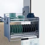 2 Layers Soft Stop Stainless Steel Kitchen Elevator Basket Iron Steel