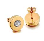 Yellow Gold Plated Stainless Steel Trendy Stud Earrings For men and Women Inlaid