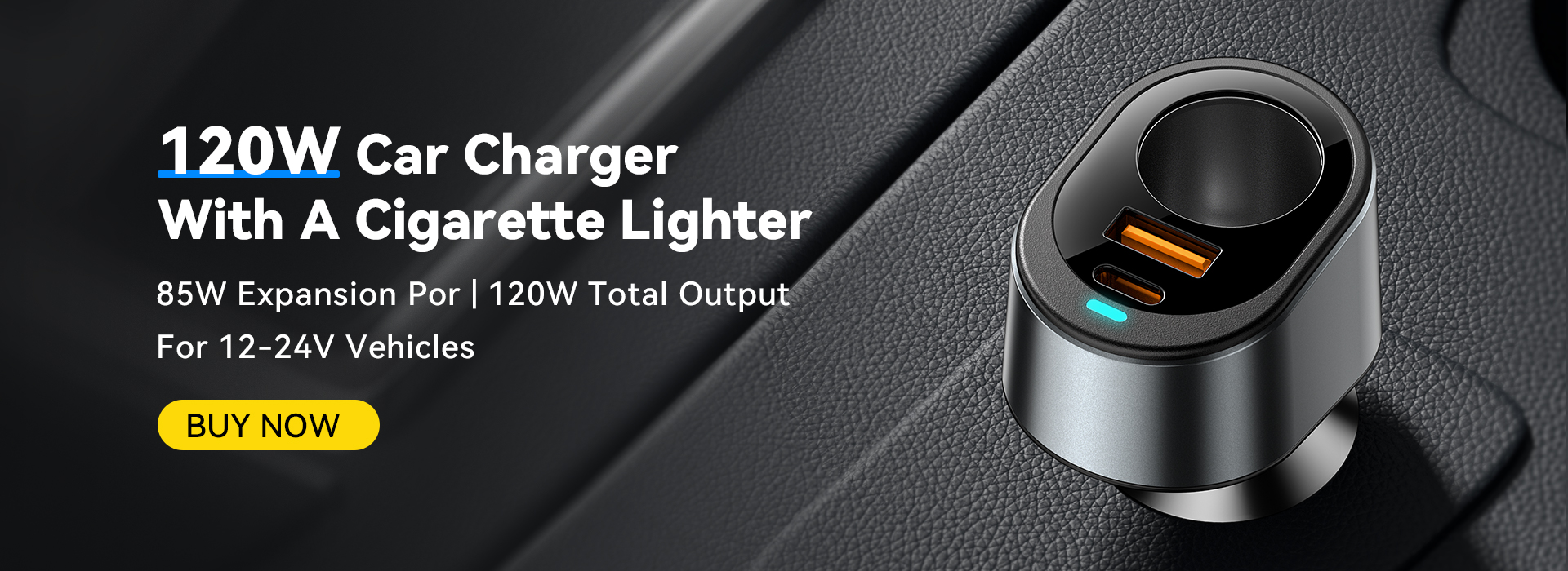 ESSAGER F755 Series 120W Cigarette Lighter USB-A USB-C Car Charger Port