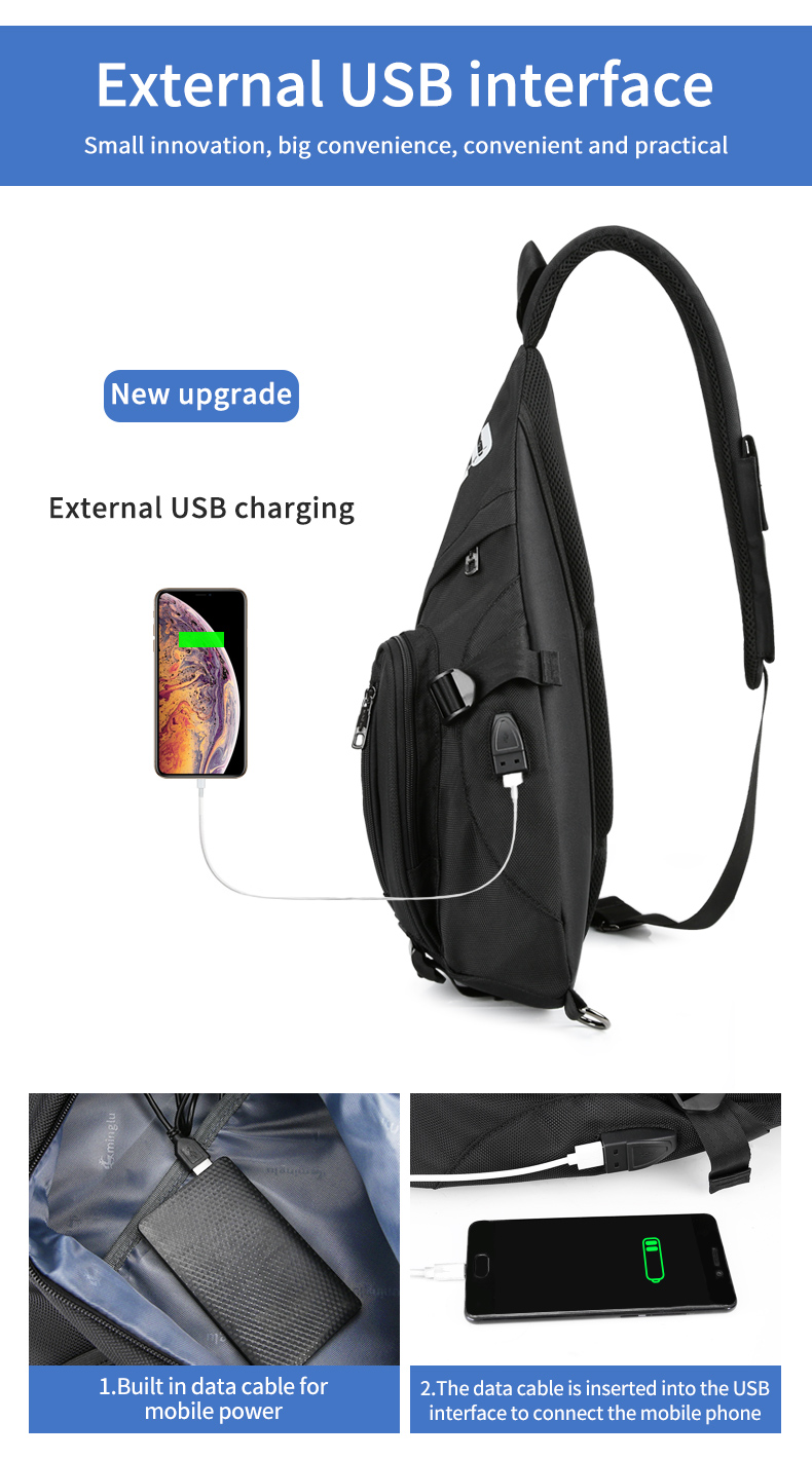 Against Theft Men'S Minimalist Sling Bag Sports Sling Bag Large Capacity