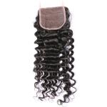 Raw Human Indian Hair Deep Wave Closure Full Density For Top Head