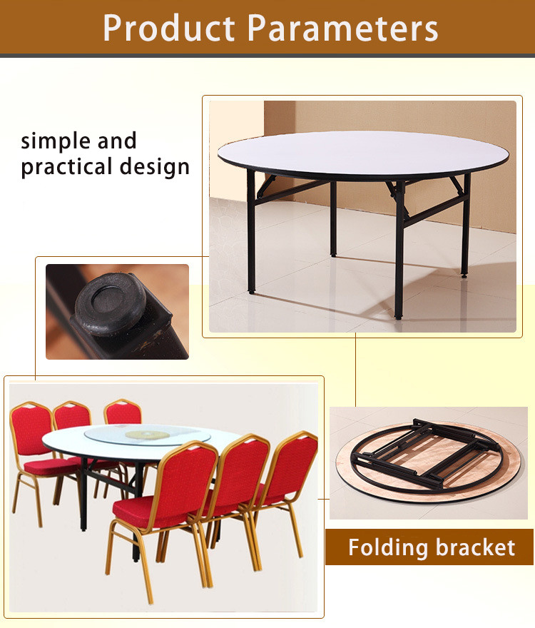 6ft 8 Ft Folding Banquet Table Round Plywood Dining Table