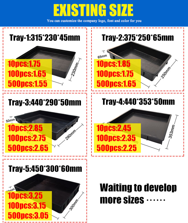 ESD PCB Tray Thicken PP Plastic Antistatic Storage Trays Black ESD Packing Blister