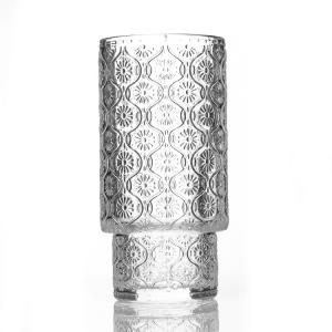 Wholesale Retro Crystal Clear Coffee Drinking Glasses Cup Ripple Glassware Embossed from china suppliers