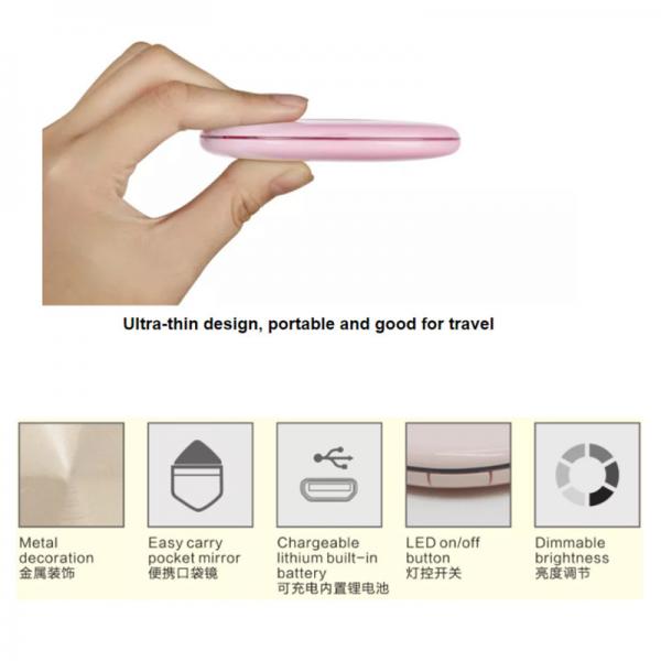 Hand Travel Pocket Beauty Mirrors LED Purse Folding Makeup 3X Magnifying Custom Cosmetic Desktop Mirror
