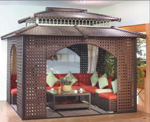 Wholesale China garden house outdoor pavilion with sofa garden rattan tents 1113 from china suppliers