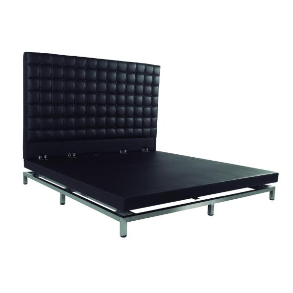 Oversized Platform Bed With Diamonds Plush Design Upholstered Velvet Fabric
