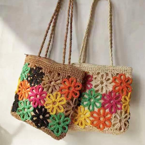 Summer Vacation Chic Hollow Carved Raffia Straw Beach Tote Bag for Women All
