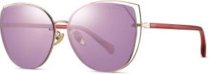 Wholesale Fashionable Cat Eye Sunglasses Metal Frame Mauve Mirror Color Lens from china suppliers