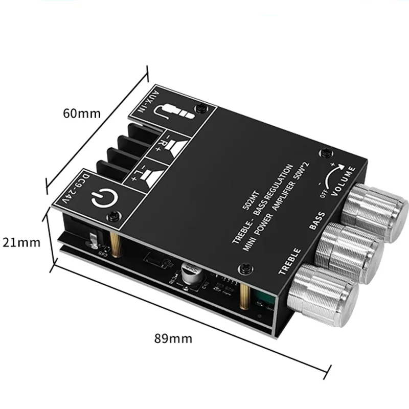 ZK-502MT 5.0 Subwoofer Amplifier Board 50W*2 2.0 Channel High Power Audio Stereo Sound Amplifiers