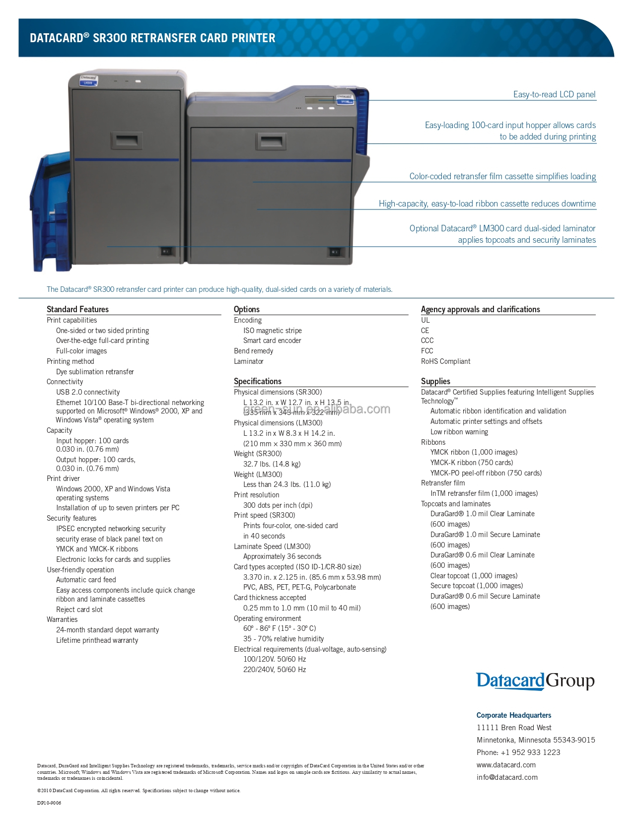 SR300 Retransfer Smart Business ID Card Printer Double Sided High Definition High Security